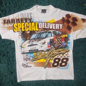 Vintage Dale Jarrett 88 UPS NASCAR All Over Print Racing Tee Chase L